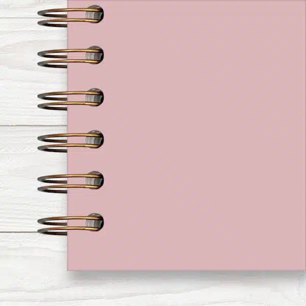 close up of powder pink memory book cover